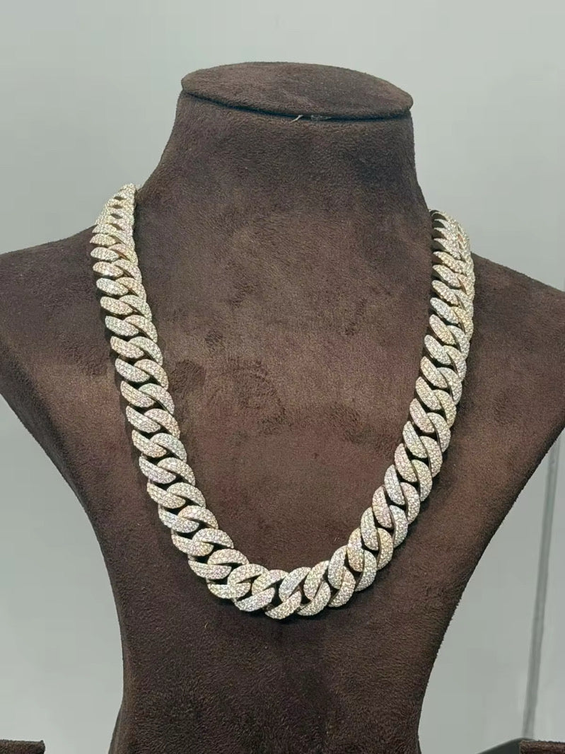 925 Silver Gold Plated Moissanite Cuban Chains